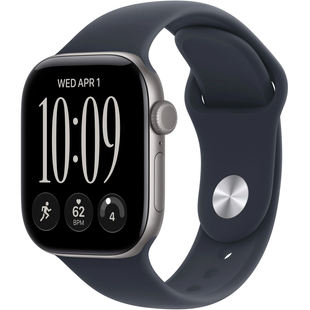 Apple Watch Series 12 (GPS+Cellular) 42mm Aluminum Case (space grey) with Sport Band (navy blue) - M/L, 150-200mm (MJFY4RK/A)