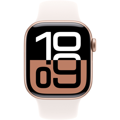 Apple Watch Series 10 (GPS) 42mm Aluminum Case (rose gold) with Sport Band (light blush) - M/L (MWWJ3)