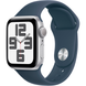 Apple Watch SE (2 Gen, 2023) (GPS) 40mm Aluminum Case (silver) with Sport Band (storm blue) - M/L (MRE23)