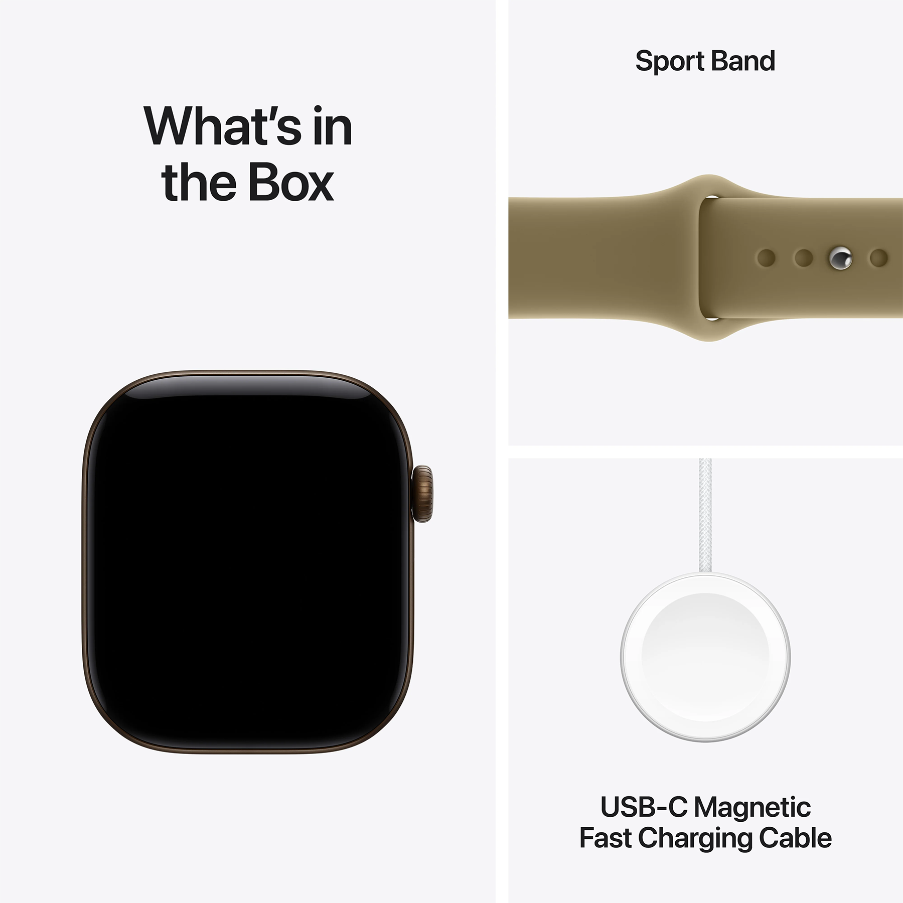 Apple Watch Series 12 (GPS) 46mm Aluminum Case (dark bronze) with Sport Band (olive) - S/M, 140-190mm (MJEQ4RK/A)