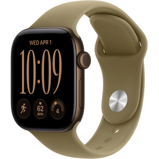 Apple Watch Series 12 (GPS+Cellular) 42mm Aluminum Case (dark bronze) with Sport Band (olive) - S/M, 130-180mm (MJG44RK/A)