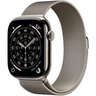 Apple Watch Series 11 (GPS+Cellular) 46mm Titanium Case (natural) with Milanese Loop (natural) - S/M, 130-180mm (MFCY4RK/A)