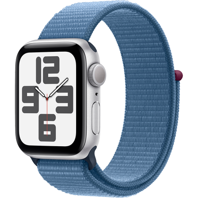 Apple Watch SE (2 Gen, 2023) (GPS) 40mm Aluminum Case (silver) with Sport Loop (winter blue) (MRE33)