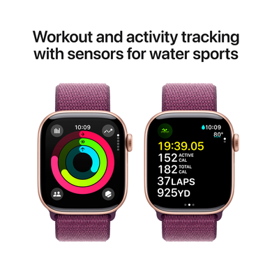 Apple Watch Series 10 (GPS) 42mm Aluminum Case (rose gold) with Sport Loop (plum) (MWWK3)