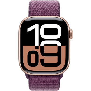 Apple Watch Series 10 (GPS) 42mm Aluminum Case (rose gold) with Sport Loop (plum) (MWWK3)