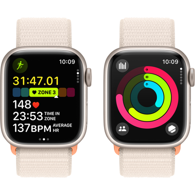 Apple Watch Series 9 (GPS) 41mm Aluminum Case (starlight) with Sport Loop (starlight) (MR8V3QP/A)