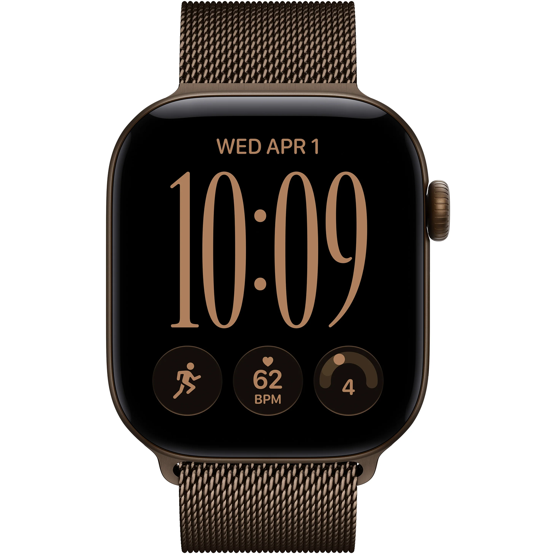 Apple Watch Series 12 (GPS+Cellular) 42mm Aluminum Case (dark bronze) with Milanese Loop (dark bronze) - One Size, 130-180mm (MKDK4RK/A)