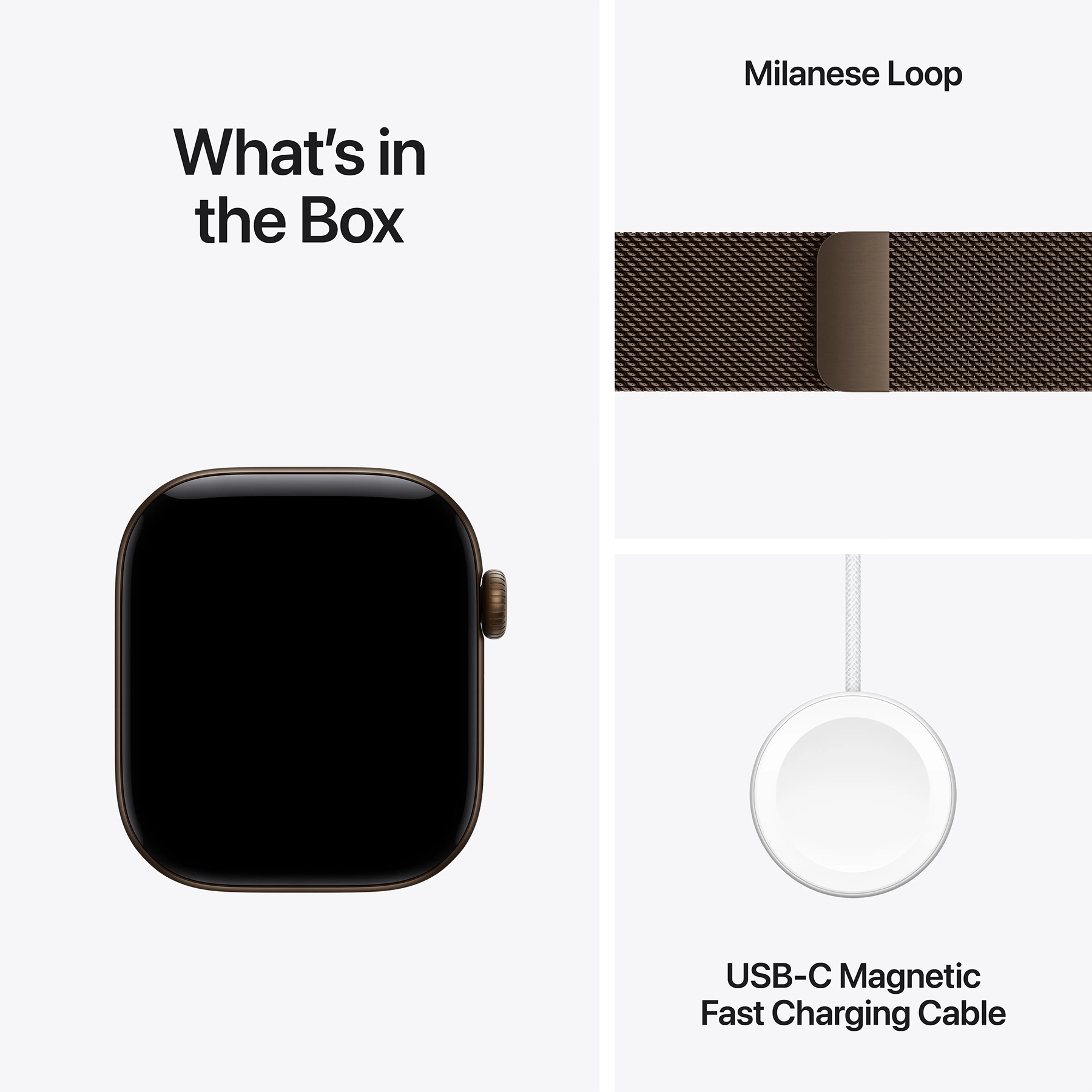 Apple Watch Series 12 (GPS+Cellular) 42mm Aluminum Case (dark bronze) with Milanese Loop (dark bronze) - One Size, 130-180mm (MKDK4RK/A)