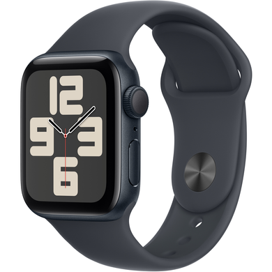 Apple Watch SE (2 Gen, 2024) (GPS) 40mm Aluminum Case (midnight) with Sport Band (midnight) - S/M (MXE73QH/A)