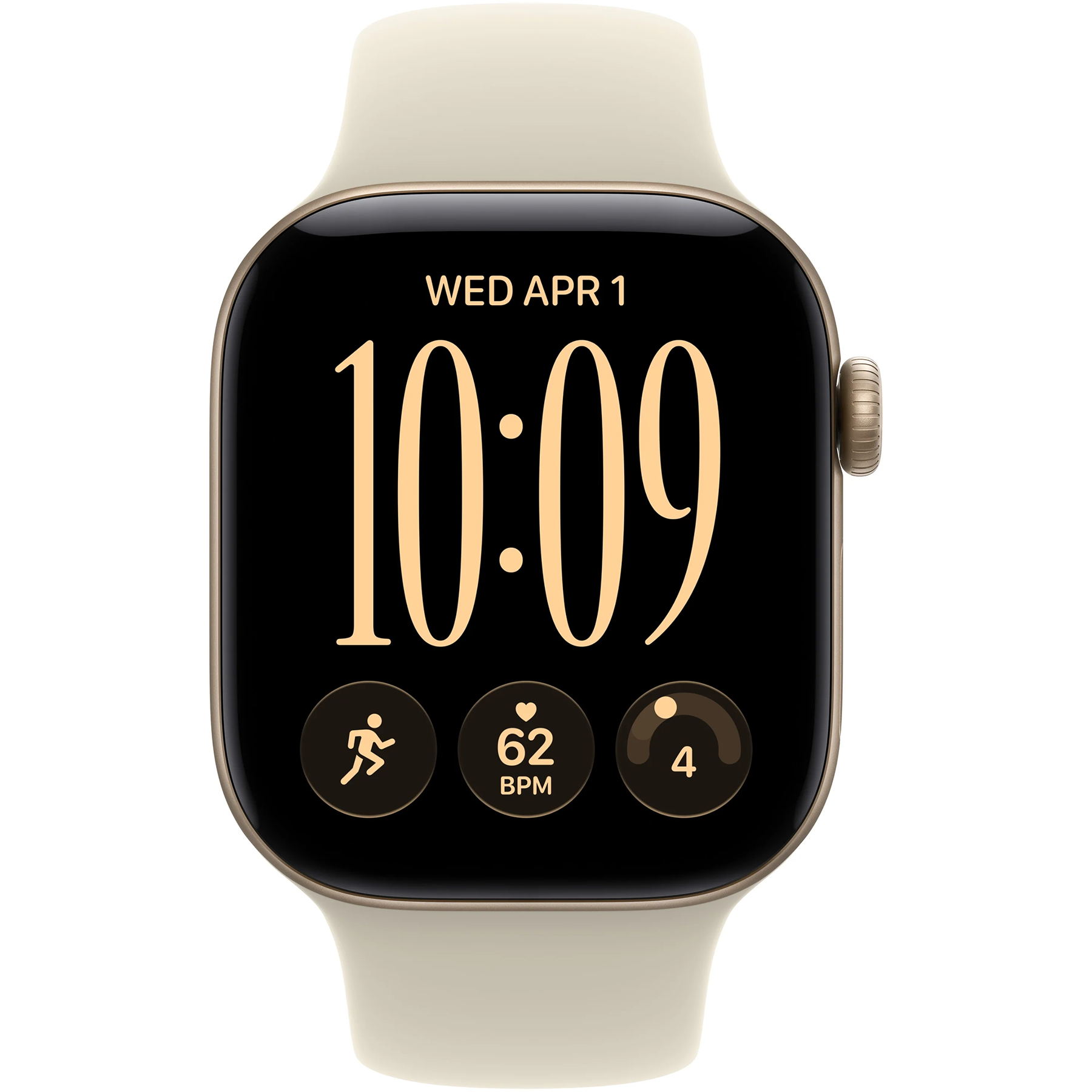 Apple Watch Series 12 (GPS+Cellular) 42mm Aluminum Case (light gold) with Sport Band (sand) - S/M, 130-180mm (MJG24RK/A)