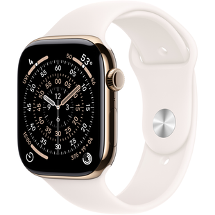 Apple Watch Series 11 (GPS+Cellular) 46mm Titanium Case (gold) with Sport Band (light blush) - M/L, 160-210mm (MFD64RK/A)