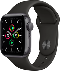 Apple Watch SE (GPS) 40mm Aluminum Case (space gray) with Sport Band (black) (MYDP2)