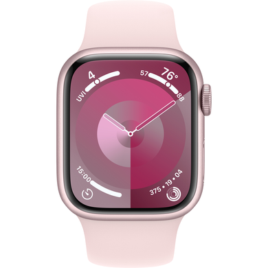 Apple Watch Series 9 (GPS) 41mm Aluminum Case (pink) with Sport Band (light pink) - S/M (MR933QP/A)