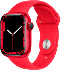 Apple Watch Series 7 (GPS) 41mm Aluminum Case (red) with Sport Band (red) (MKN23)