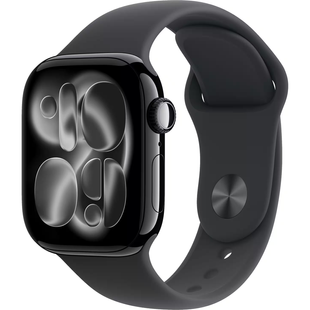 Apple Watch Series 11 (GPS+Cellular) 42mm Aluminum Case (jet black) with Sport Band (black) - M/L, 150-200mm (MF854RK/A)