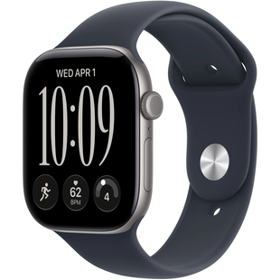 Apple Watch Series 12 (GPS+Cellular) 46mm Aluminum Case (space grey) with Sport Band (navy blue) - S/M, 140-190mm (MJG64RK/A)