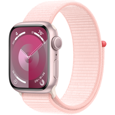 Apple Watch Series 9 (GPS) 41mm Aluminum Case (pink) with Sport Loop (light pink) (MR953QP/A)