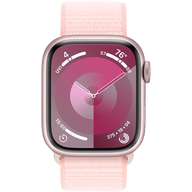 Apple Watch Series 9 (GPS) 41mm Aluminum Case (pink) with Sport Loop (light pink) (MR953QP/A)