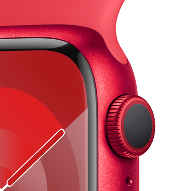 Apple Watch Series 9 (GPS) 41mm Aluminum Case (red) with Sport Band (red) - S/M (MRXG3QP/A)