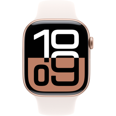 Apple Watch Series 10 (GPS) 46mm Aluminum Case (rose gold) with Sport Band (light blush) - M/L (MWWU3)