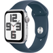 Apple Watch SE (2 Gen, 2023) (GPS) 44mm Aluminum Case (silver) with Sport Band (storm blue) - M/L (MREE3)