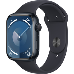 Apple Watch Series 9 (GPS) 45mm Aluminum Case (midnight) with Sport Band (midnight) - S/M (MR993QP/A)