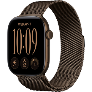 Apple Watch Series 12 (GPS+Cellular) 46mm Aluminum Case (dark bronze) with Milanese Loop (dark bronze) - S/M, 130-180mm (MKDF4RK/A)