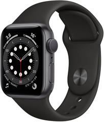 Apple Watch Series 6 (GPS) 40mm Aluminum Case (space gray) with Sport Band (black) (MG133)