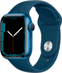 Apple Watch Series 7 (GPS) 41mm Aluminum Case (blue) with Sport Band (abyss blue) (MKN13)