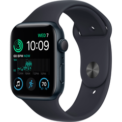 Apple Watch SE (2 Gen, 2022) (GPS) 44mm Aluminum Case (midnight) with Sport Band (midnight) (MNK03) Regular, 140-220mm
