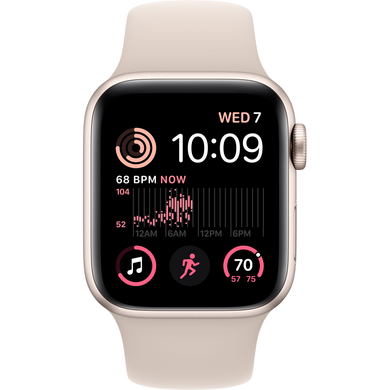 Apple Watch SE (2 Gen, 2022) (GPS) 40mm Aluminum Case (starlight) with Sport Band (starlight) (MNJP3) Regular, 130-200mm