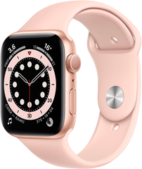 Apple Watch Series 6 (GPS) 44mm Aluminum Case (gold) with Sport Band (pink sand) (M00E3)