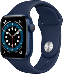 Apple Watch Series 6 (GPS) 40mm Aluminum Case (blue) with Sport Band (deep navy) (MG143)