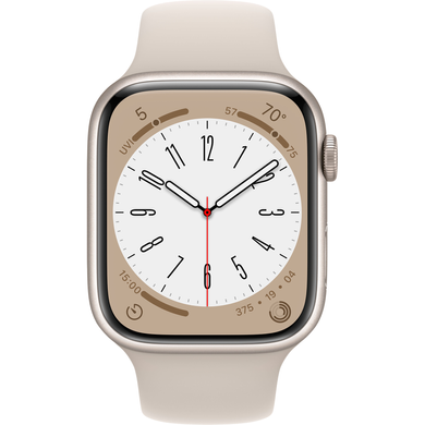 Apple Watch Series 8 (GPS) 45mm Aluminum Case (starlight) with Sport Band (starlight) (MNP23) Regular, 140-220mm