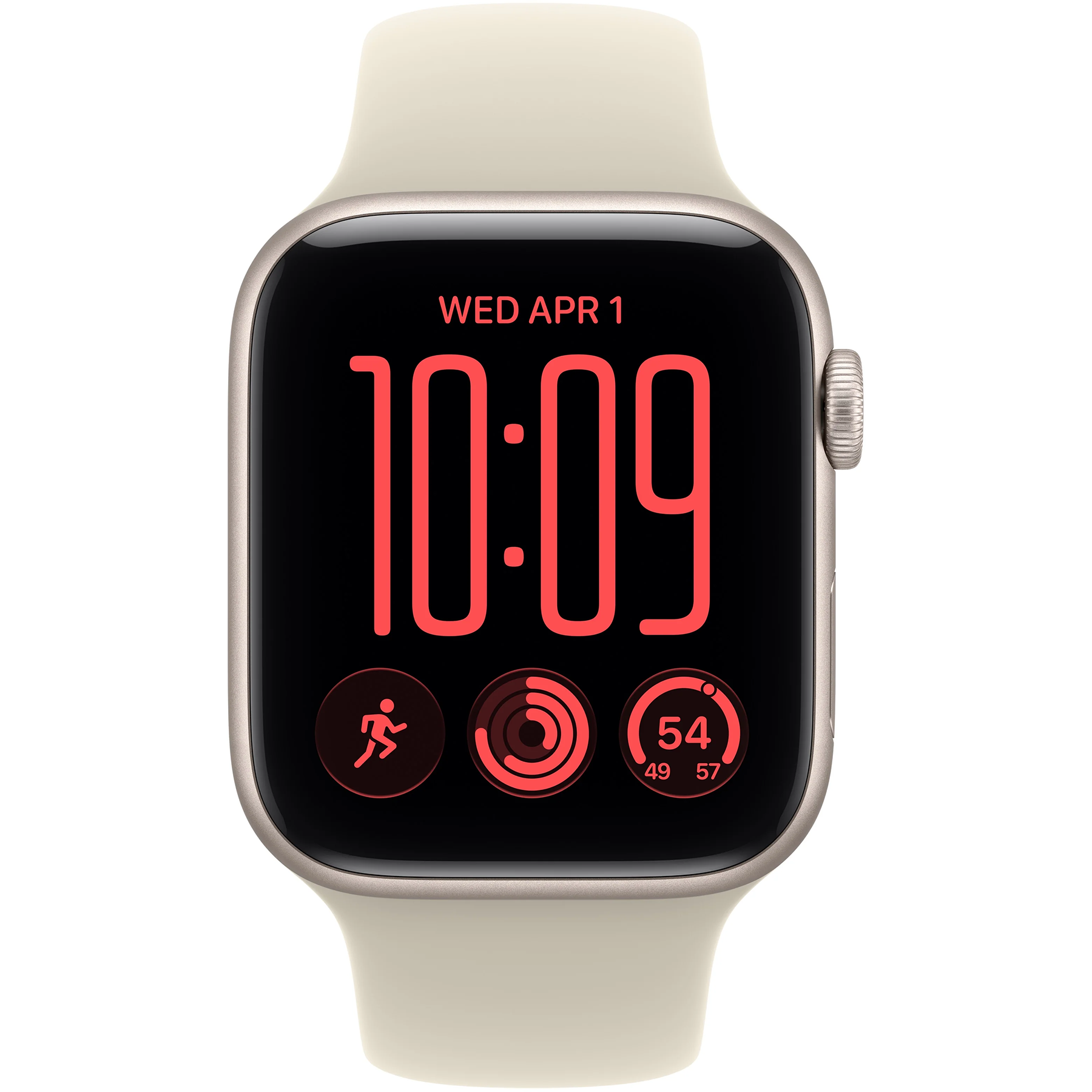 Apple Watch SE (3 Gen, 2026) (GPS) 44mm Aluminum Case (starlight) with Sport Band (sand) - M/L, 160-210mm (MJL54RK/A)