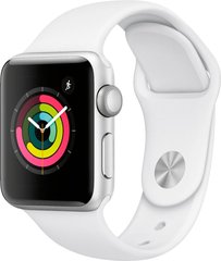 Apple Watch Series 3 (GPS) 38mm Aluminum Case (silver) with Sport Band (white) (MTEY2)