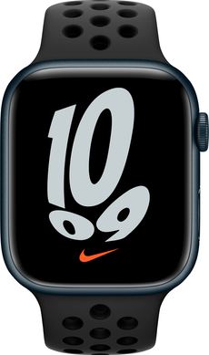 Apple Watch Nike Series 7 (GPS) 45mm Aluminum Case (midnight) with Nike Sport Band (anthracite/black) (MKNC3)