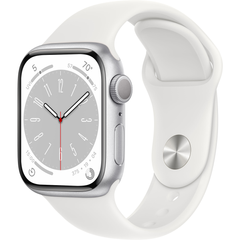 Apple Watch Series 8 (GPS) 41mm Aluminum Case (silver) with Sport Band (white) (MP6K3) Regular, 130-200mm