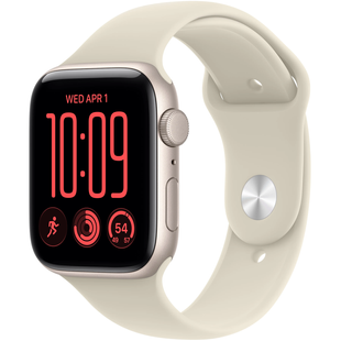 Apple Watch SE (3 Gen, 2026) (GPS) 44mm Aluminum Case (starlight) with Sport Band (sand) - M/L, 160-210mm (MJL54RK/A)