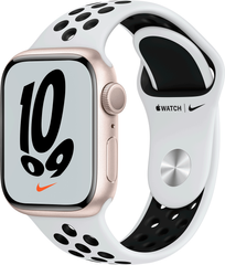 Apple Watch Nike Series 7 (GPS) 41mm Aluminum Case (starlight) with Nike Sport Band (pure platinum/black) (MKN33)