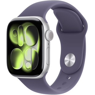 Apple Watch Series 11 (GPS+Cellular) 42mm Aluminum Case (silver) with Sport Band (purple fog) - M/L, 150-200mm (MF8J4RK/A)