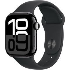 Apple Watch Series 10 (GPS) 42mm Aluminum Case (jet black) with Sport Band (black) - M/L (MWWF3QH/A)